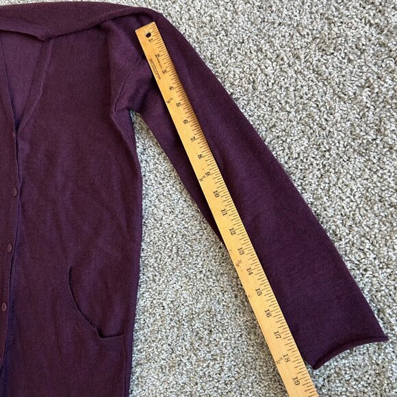 Eileen Fisher Womens S Petite Merino Wool Burgundy Cardigan Sweater/ Pockets - Picture 6 of 8